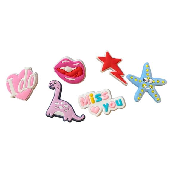 6 Shoe Clog Charms Decorations Starfish Dinosaur Miss You - Picture 2 of 2